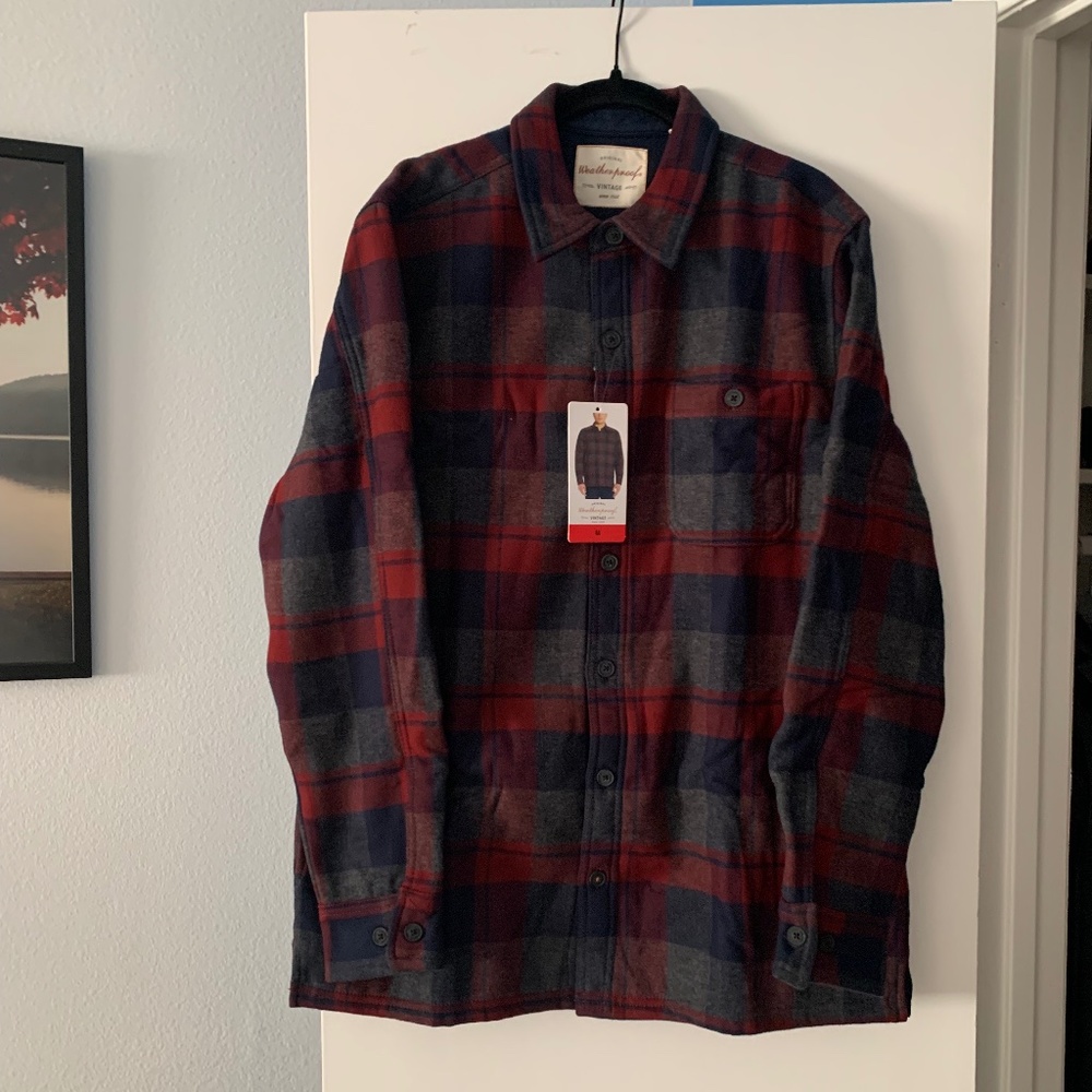 NWT Weatherproof Vintage Men's Plaid Flannel Long Sleeve Shirt